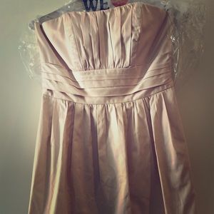 David’s bridal,short, blush pink dress
